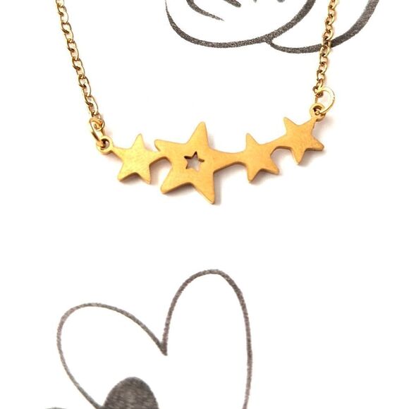 Gold Stars Pendant Charm Design Stainless Steel Necklace - Picture 8 of 8